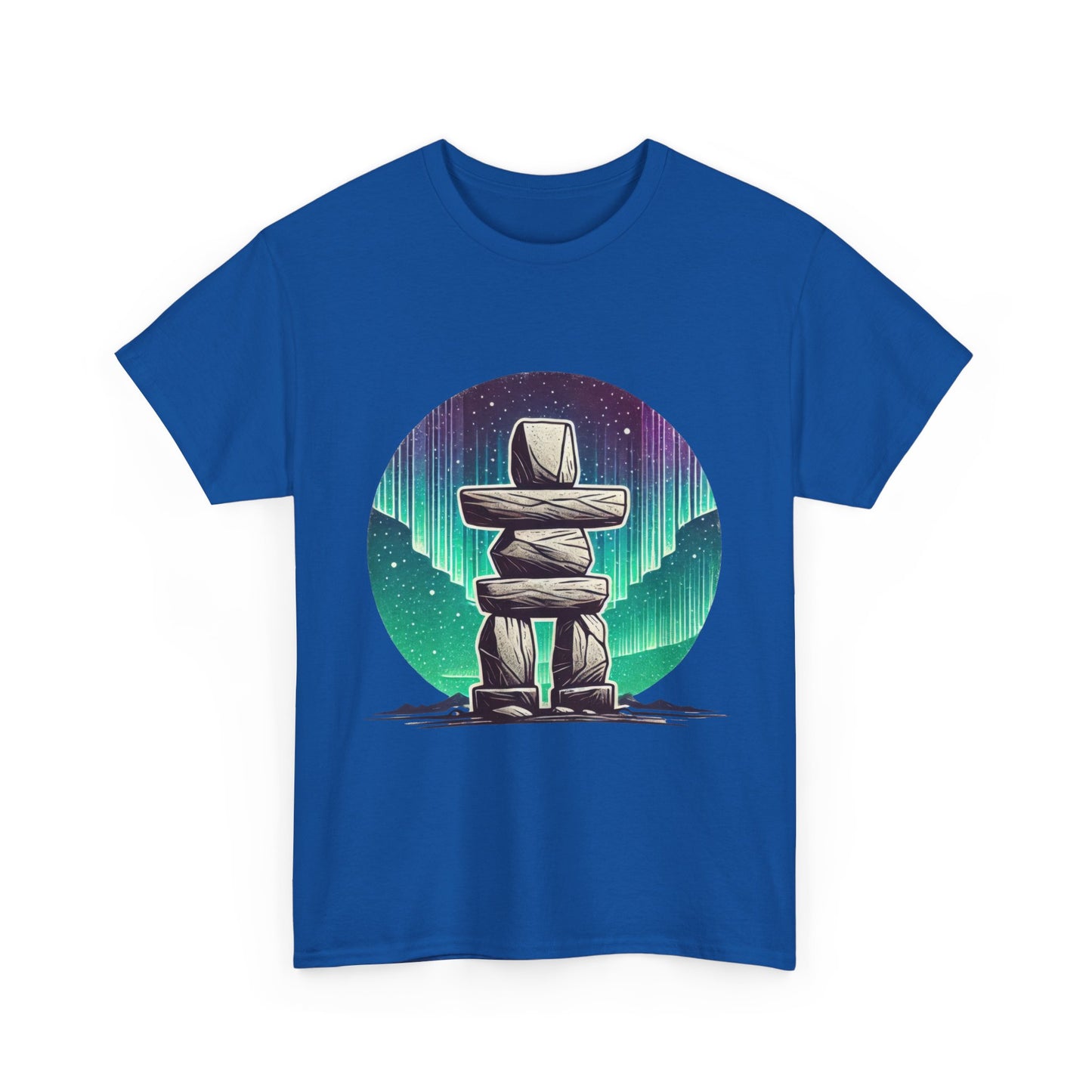 Aurora Stone Inukshuk Tee, Northern Lights Inukshuk T-Shirt,  Arctic Stone Stack Aurora Graphic Tee, Canada Inuit Symbol Shirt
