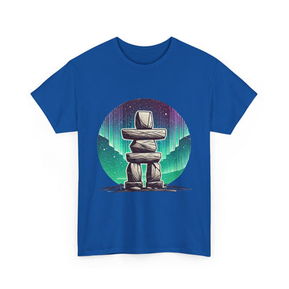 Aurora Stone Inukshuk Tee, Northern Lights Inukshuk T-Shirt,  Arctic Stone Stack Aurora Graphic Tee, Canada Inuit Symbol Shirt