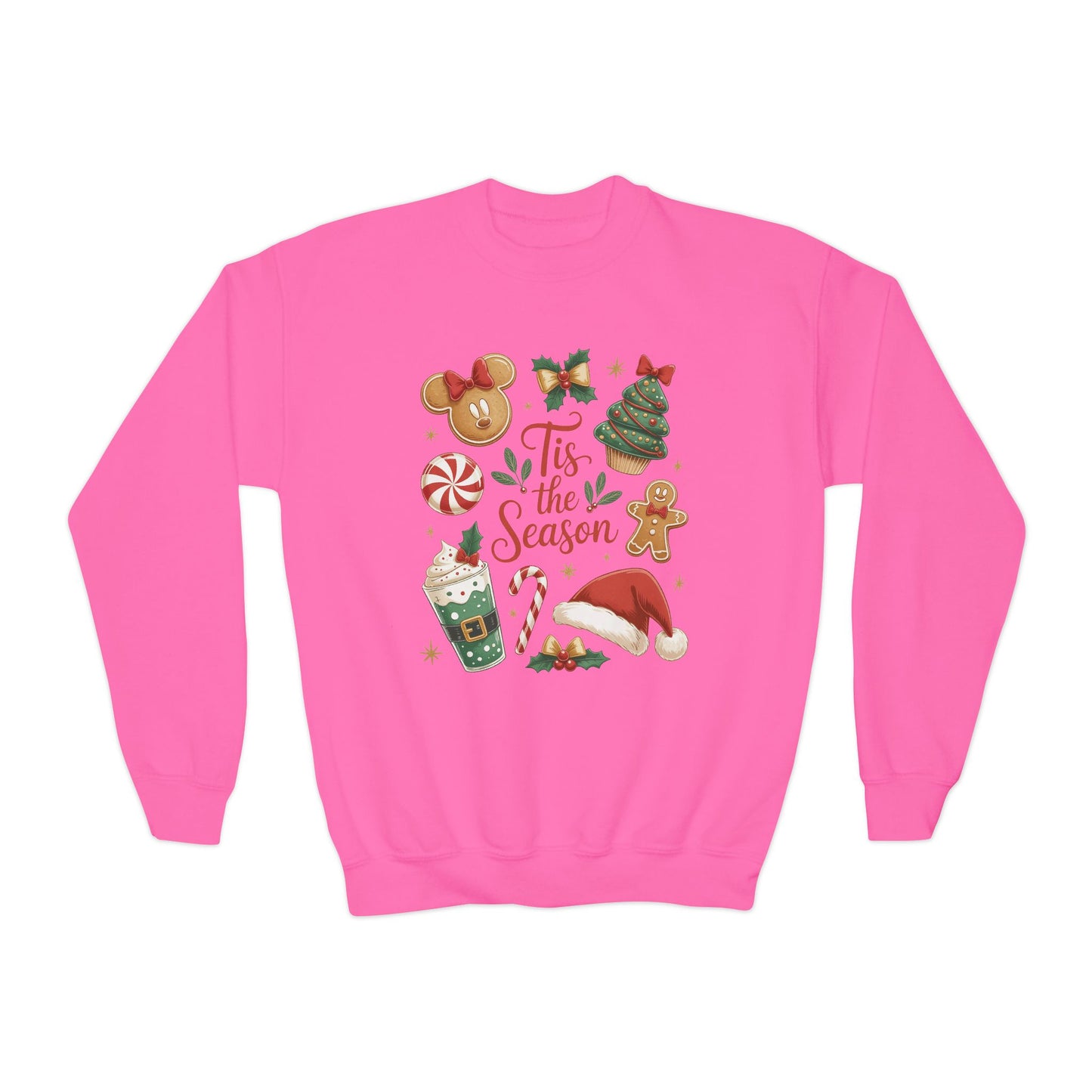 Tis the Season Christmas Sweatshirt for Girls, Cozy Holiday Cookie Jumper, Youth Crewneck Sweatshirt
