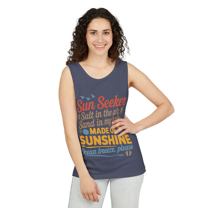 Sun Seeker Summer Quote Tank Top, Made of Sunshine Beach Vibes Tee, Ocean Breeze Please Tank Top for Women, Salt in the Air Sand Top