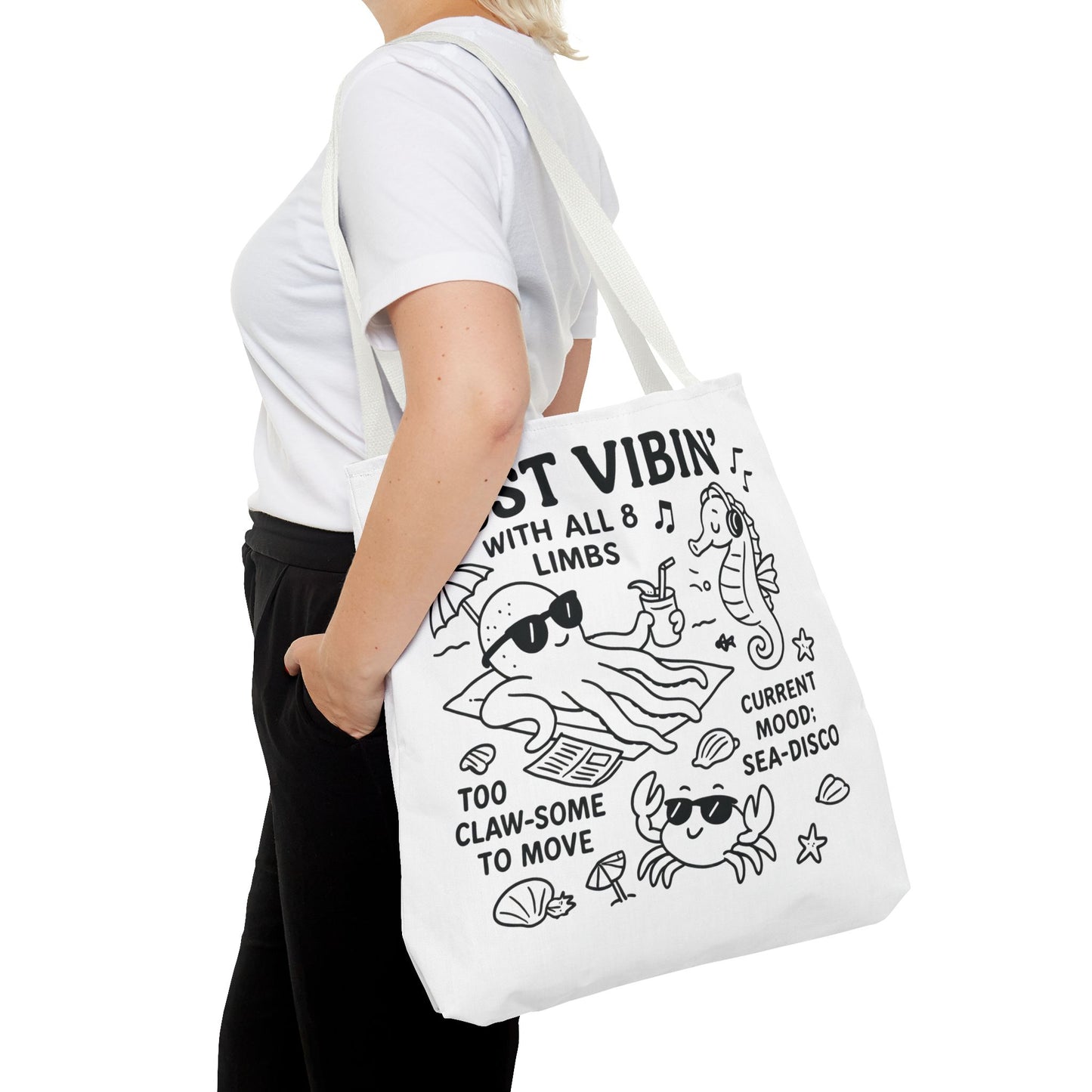 Fun Sea-Themed Tote Bag, Beach Accessories, Summer Vibes, Gift for Ocean Lovers, Reusable Shopping Bag, Cute Beach Tote