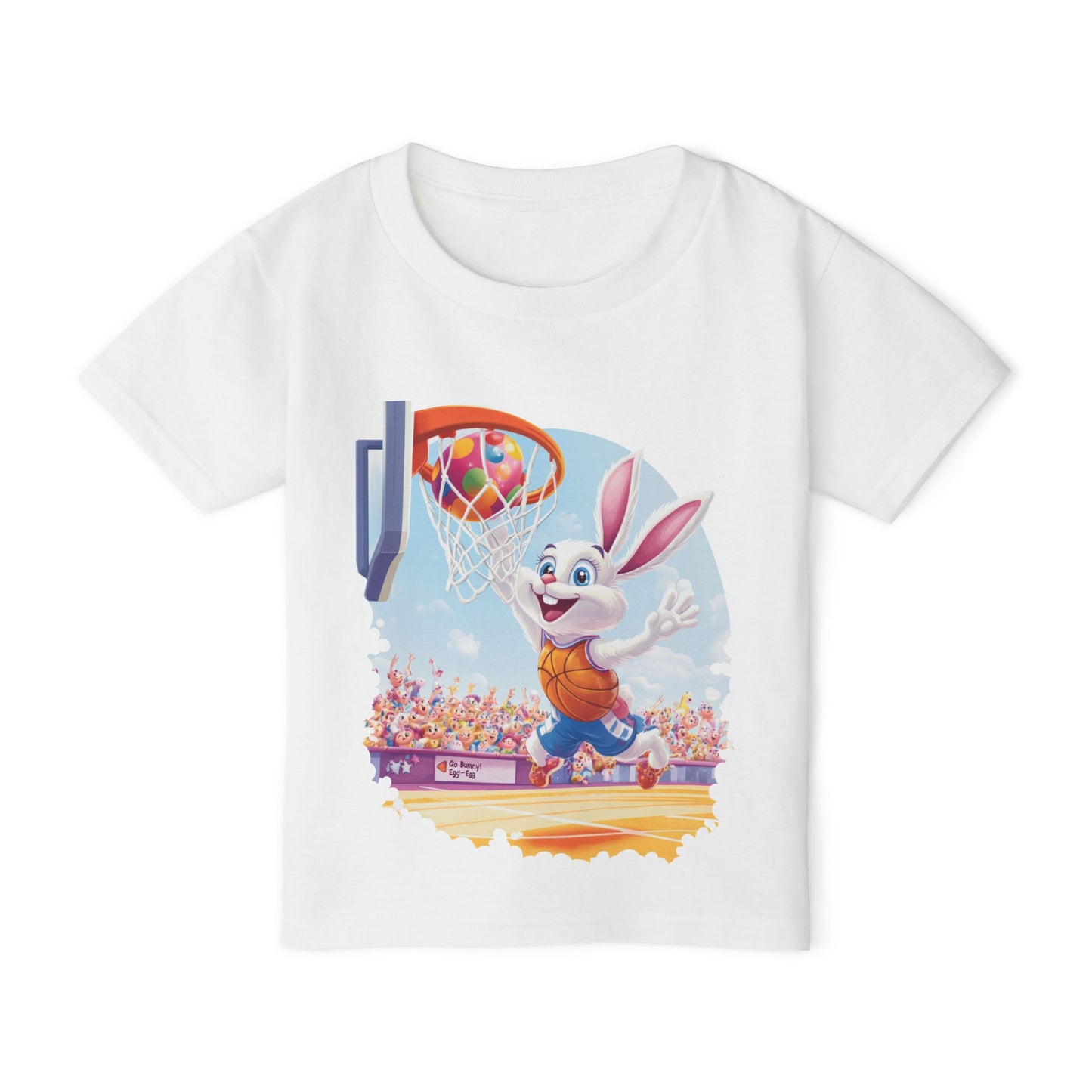 Basketball Bunny Easter Toddler T-Shirt - Cute Bunny Dunking Egg Ball, Fun Spring Sports Tee for Kids, Holiday Gift Idea,  Easter Gift