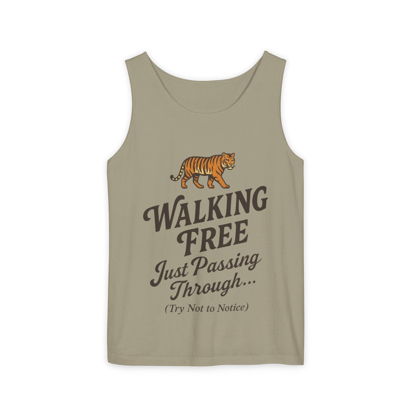 Walking Free Mens Tiger Tank Top, Funny Sleeveless Shirt - Wild Animal Summer Top, Mens Beachwear, Gift for Wild Life Lovers