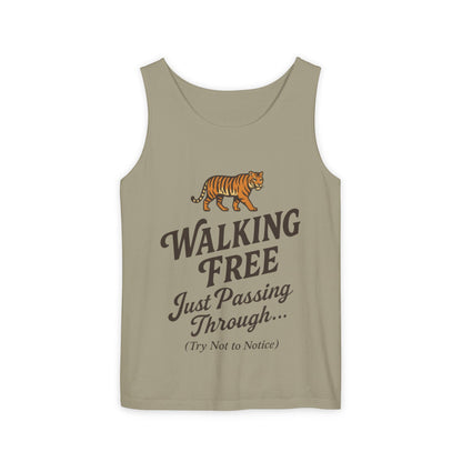 Walking Free Mens Tiger Tank Top, Funny Sleeveless Shirt - Wild Animal Summer Top, Mens Beachwear, Gift for Wild Life Lovers