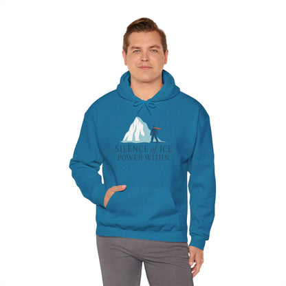Men's Heavy Blend™ Hooded Sweatshirt, Silence of Ice Power Within Hoodie, Nordic Minimal Iceberg Graphic Streetwear