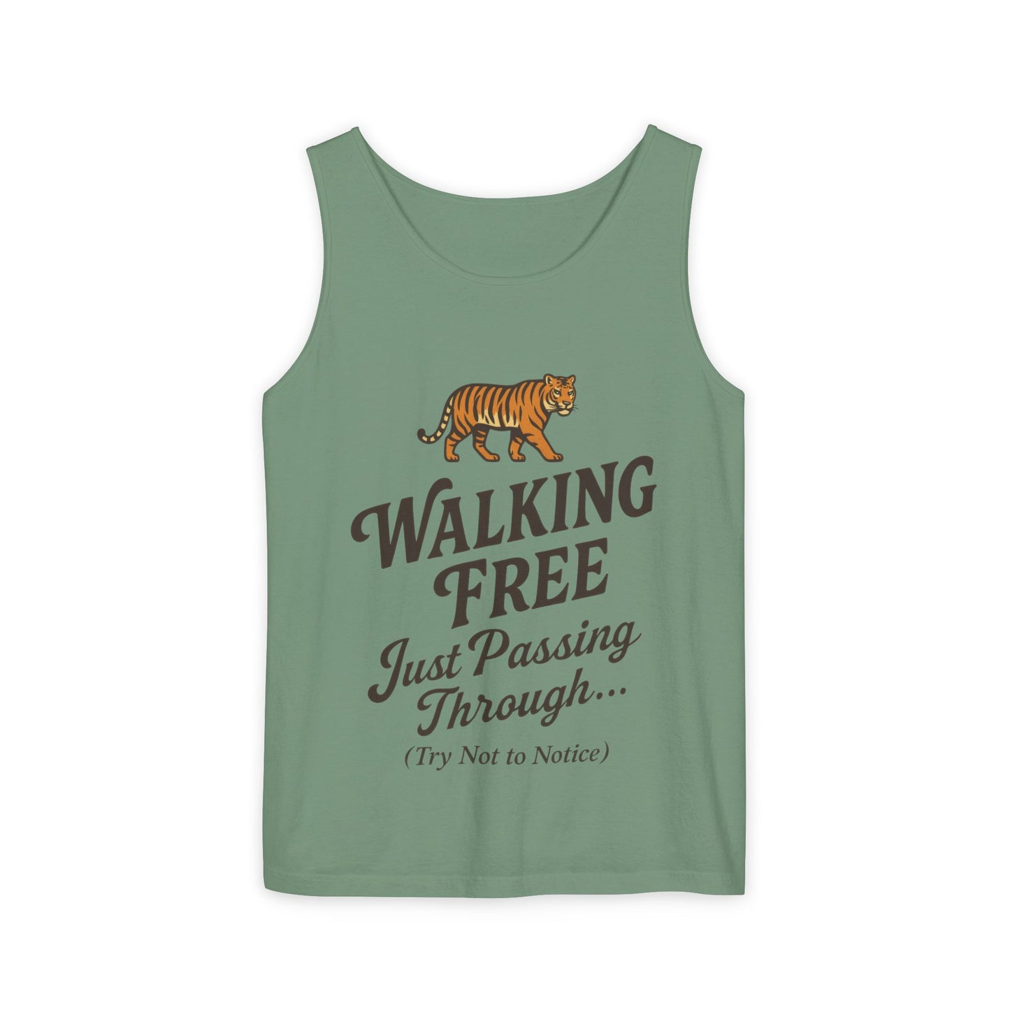 Walking Free Mens Tiger Tank Top, Funny Sleeveless Shirt - Wild Animal Summer Top, Mens Beachwear, Gift for Wild Life Lovers