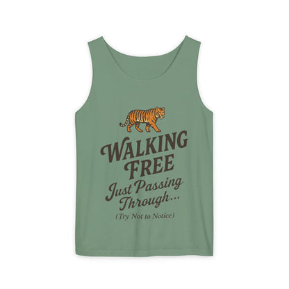 Walking Free Mens Tiger Tank Top, Funny Sleeveless Shirt - Wild Animal Summer Top, Mens Beachwear, Gift for Wild Life Lovers