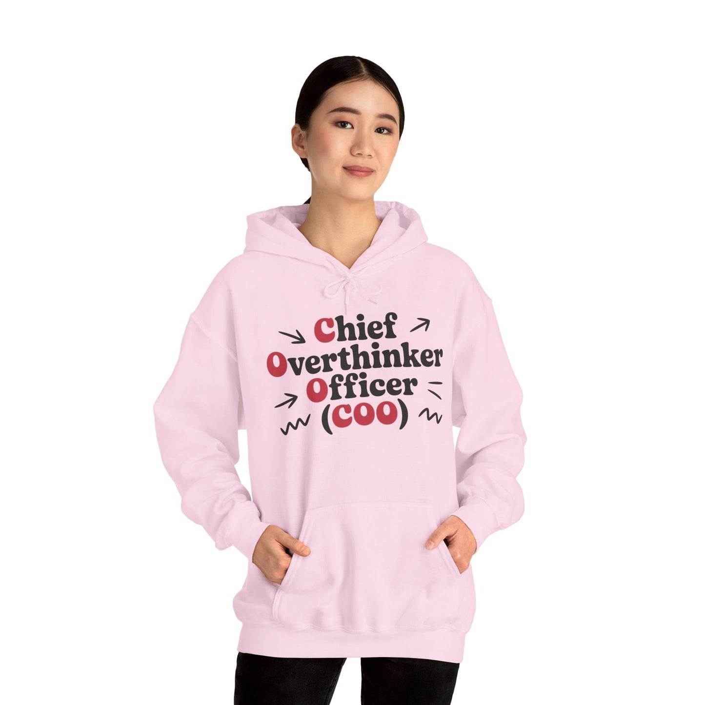 Chief Overthinker Officer Women's Hoodie, Funny COO Graphic Pullover, Sarcastic Office Humor Gift, Women's Heavy Blend™ Hooded Sweatshirt
