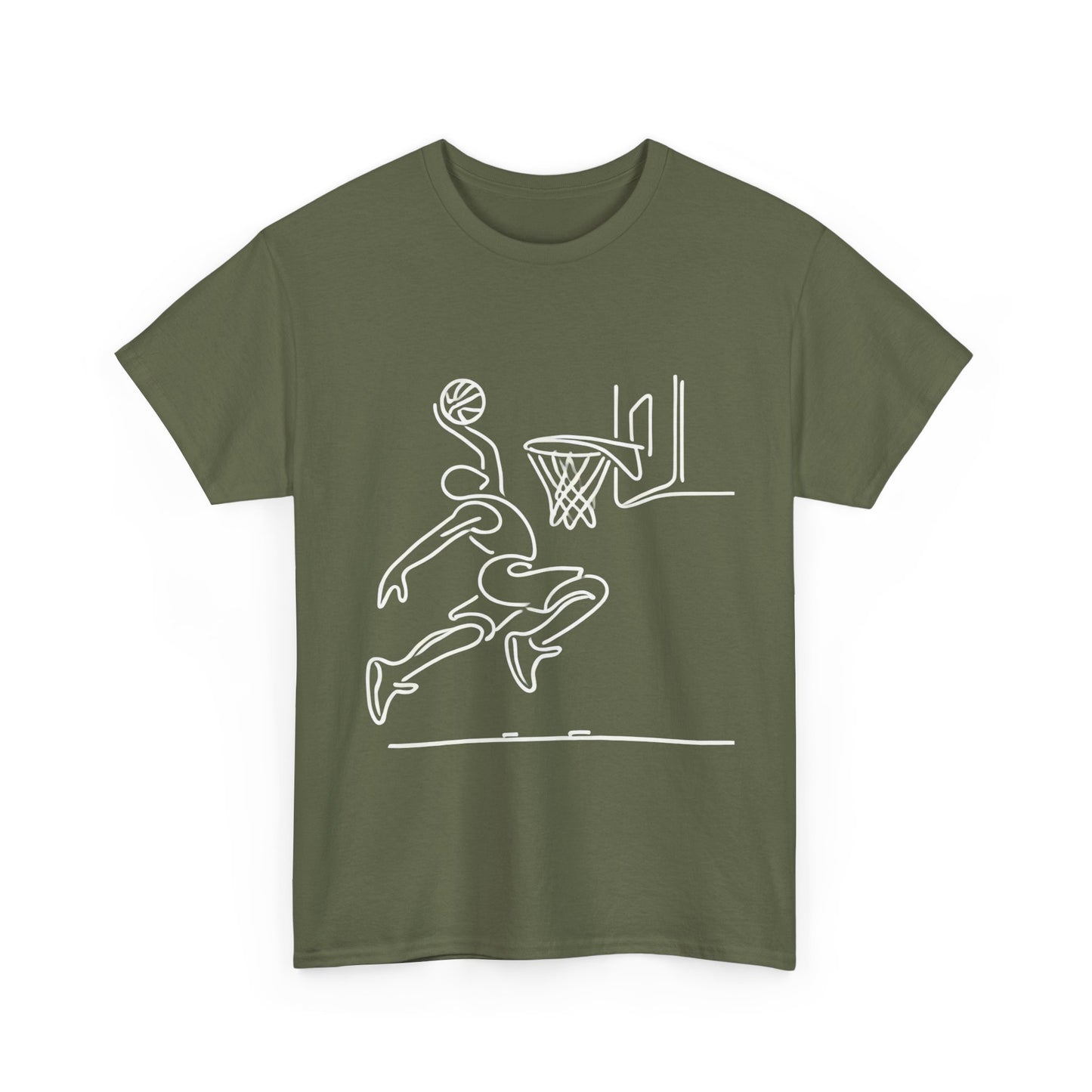 Basketball Slam Dunk Line Art Shirt, Unisex Heavy Cotton Tee, Sportswear, Gift for Athletes, Streetwear, Basketball Player T-Shirt