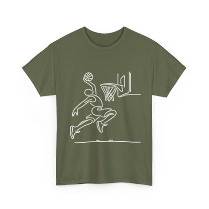 Basketball Slam Dunk Line Art Shirt, Unisex Heavy Cotton Tee, Sportswear, Gift for Athletes, Streetwear, Basketball Player T-Shirt