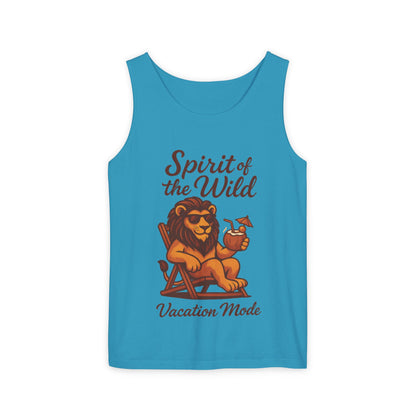 Spirit of the Wild Lion Tank Top - Vacation Mode Funny Summer Sleeveless Shirt for Men, Summer Wear, Graphic Tees, Beach Outfit