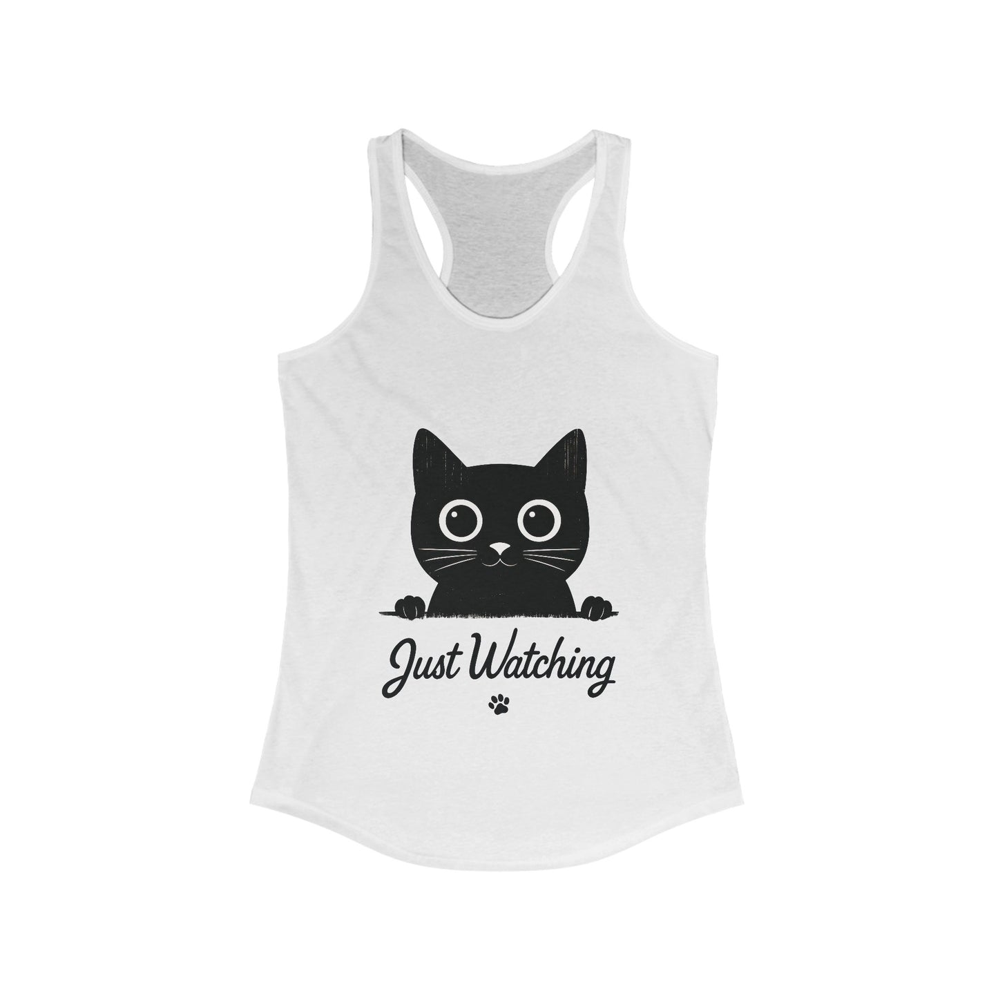 Just Watching Cat Womens Tank Top - Cute Black Kitty Sleeveless Shirt - Funny Summer Cat Lover Gift, Summer Beach Wear, Pet Themed Apparel