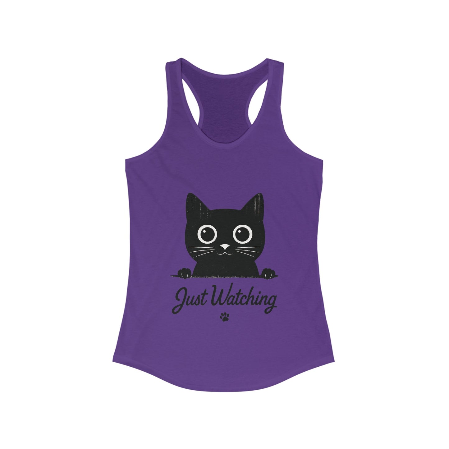 Just Watching Cat Womens Tank Top - Cute Black Kitty Sleeveless Shirt - Funny Summer Cat Lover Gift, Summer Beach Wear, Pet Themed Apparel