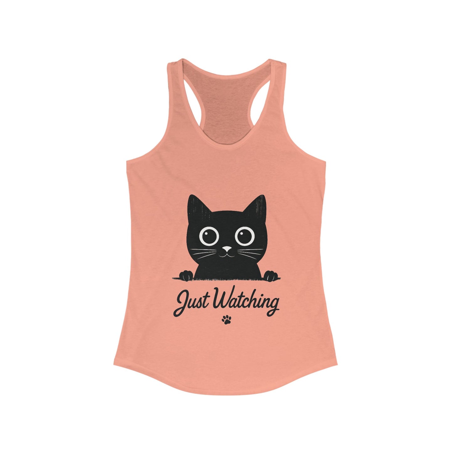 Just Watching Cat Womens Tank Top - Cute Black Kitty Sleeveless Shirt - Funny Summer Cat Lover Gift, Summer Beach Wear, Pet Themed Apparel