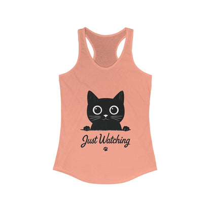 Just Watching Cat Womens Tank Top - Cute Black Kitty Sleeveless Shirt - Funny Summer Cat Lover Gift, Summer Beach Wear, Pet Themed Apparel