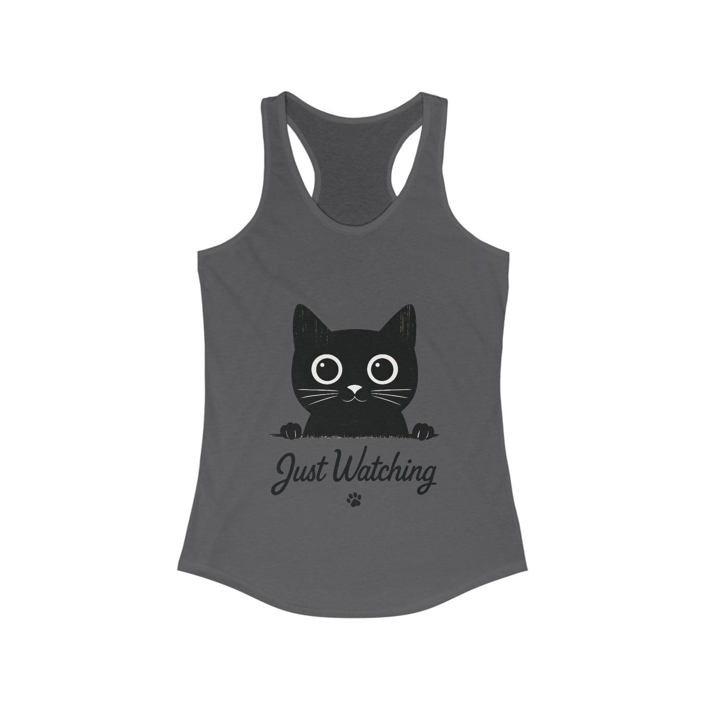 Just Watching Cat Womens Tank Top - Cute Black Kitty Sleeveless Shirt - Funny Summer Cat Lover Gift, Summer Beach Wear, Pet Themed Apparel
