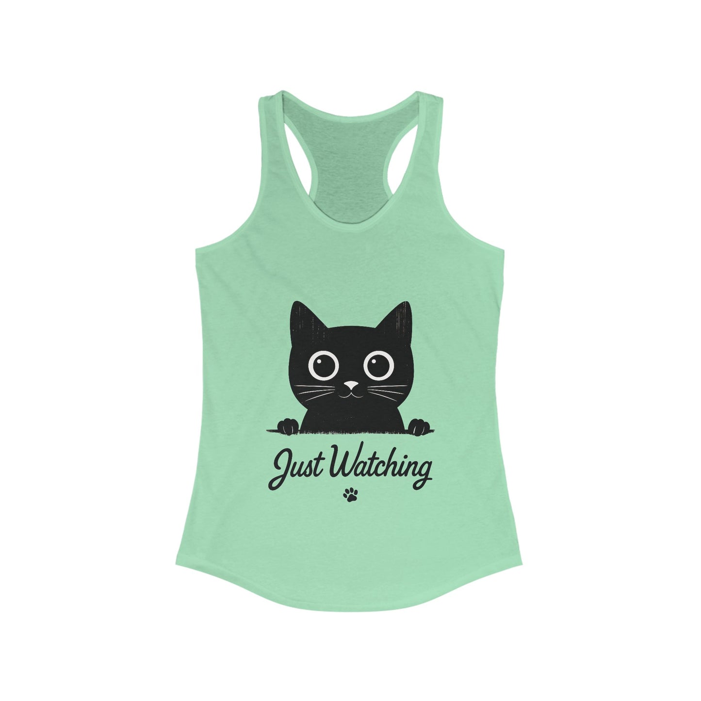 Just Watching Cat Womens Tank Top - Cute Black Kitty Sleeveless Shirt - Funny Summer Cat Lover Gift, Summer Beach Wear, Pet Themed Apparel