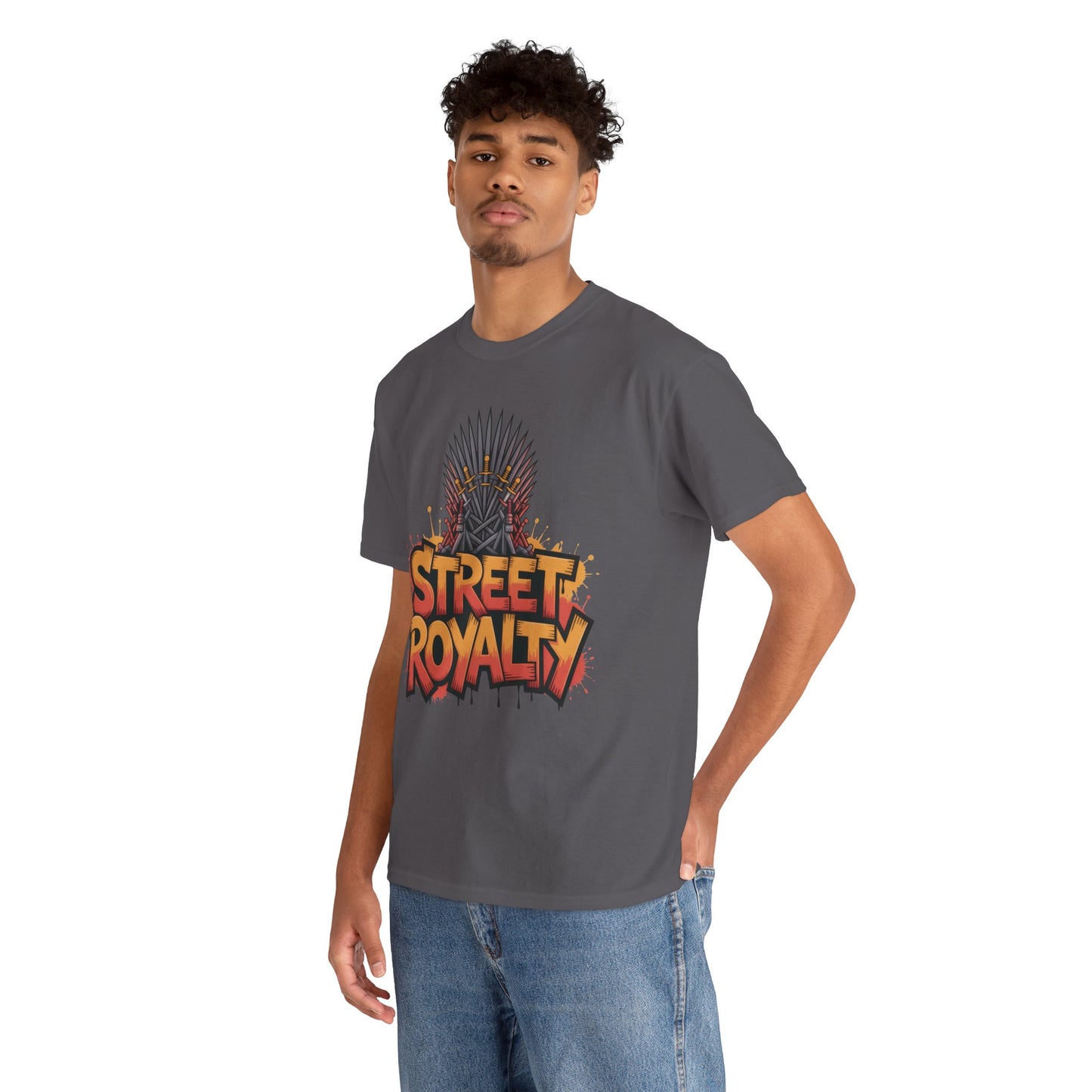 Street Royalty Men's T-Shirt, Graffiti Crown Graphic Tee, Urban Streetwear Top for Skaters and Hip Hop Style