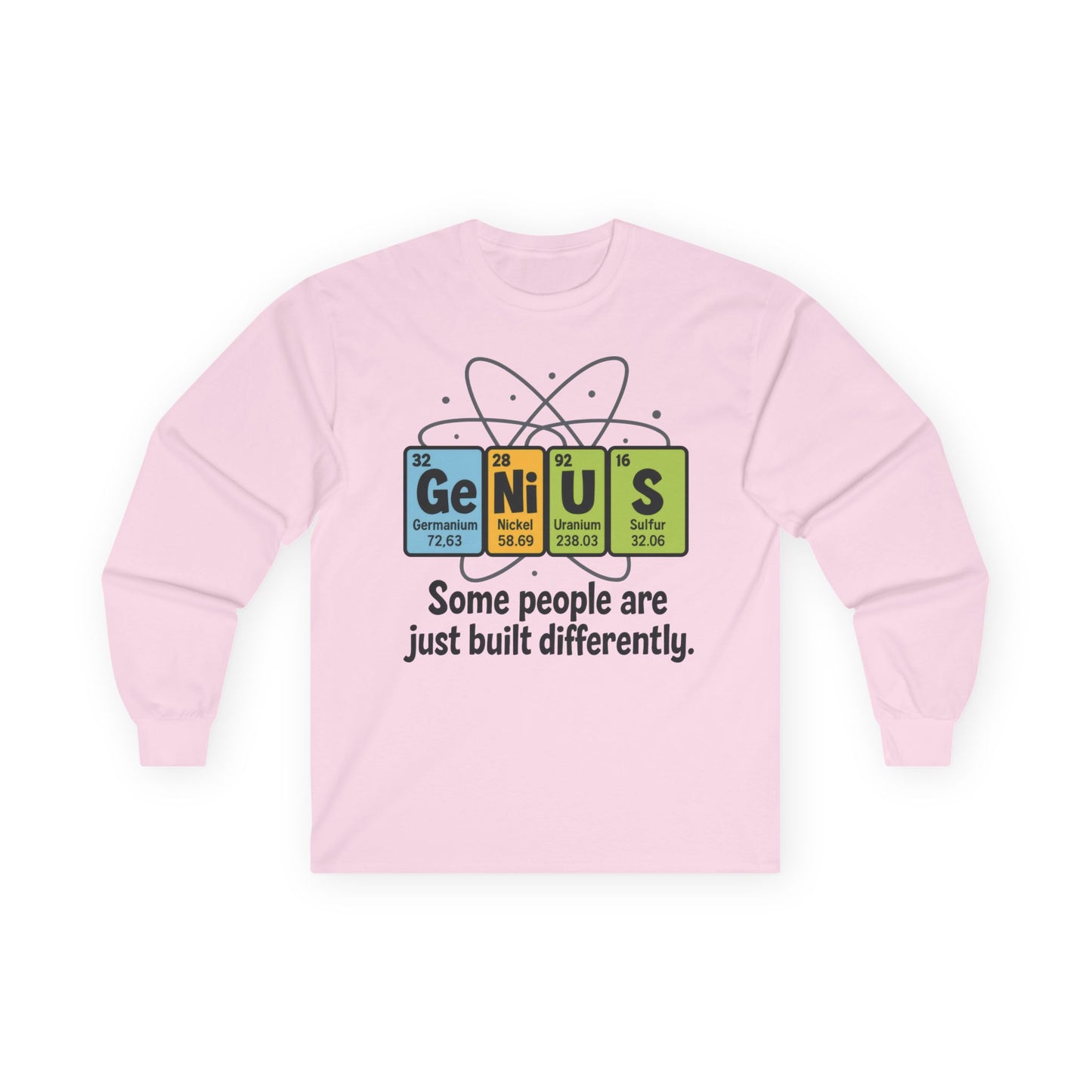 Funny Genius Long Sleeve Tee, Periodic Table Nerd Tee, Science Humor Tee for Smart Guys, Unisex Gift, Science Shirt, Nerdy Fashion