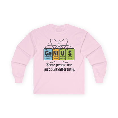 Funny Genius Long Sleeve Tee, Periodic Table Nerd Tee, Science Humor Tee for Smart Guys, Unisex Gift, Science Shirt, Nerdy Fashion