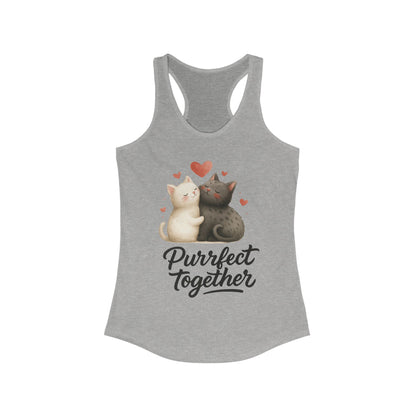 Purrfect Together Cat Lovers Tank, Women's Racerback, Cute Pet Shirt, Gift for Cat Owners, Birthday, Adoption Day, Valentine's Day