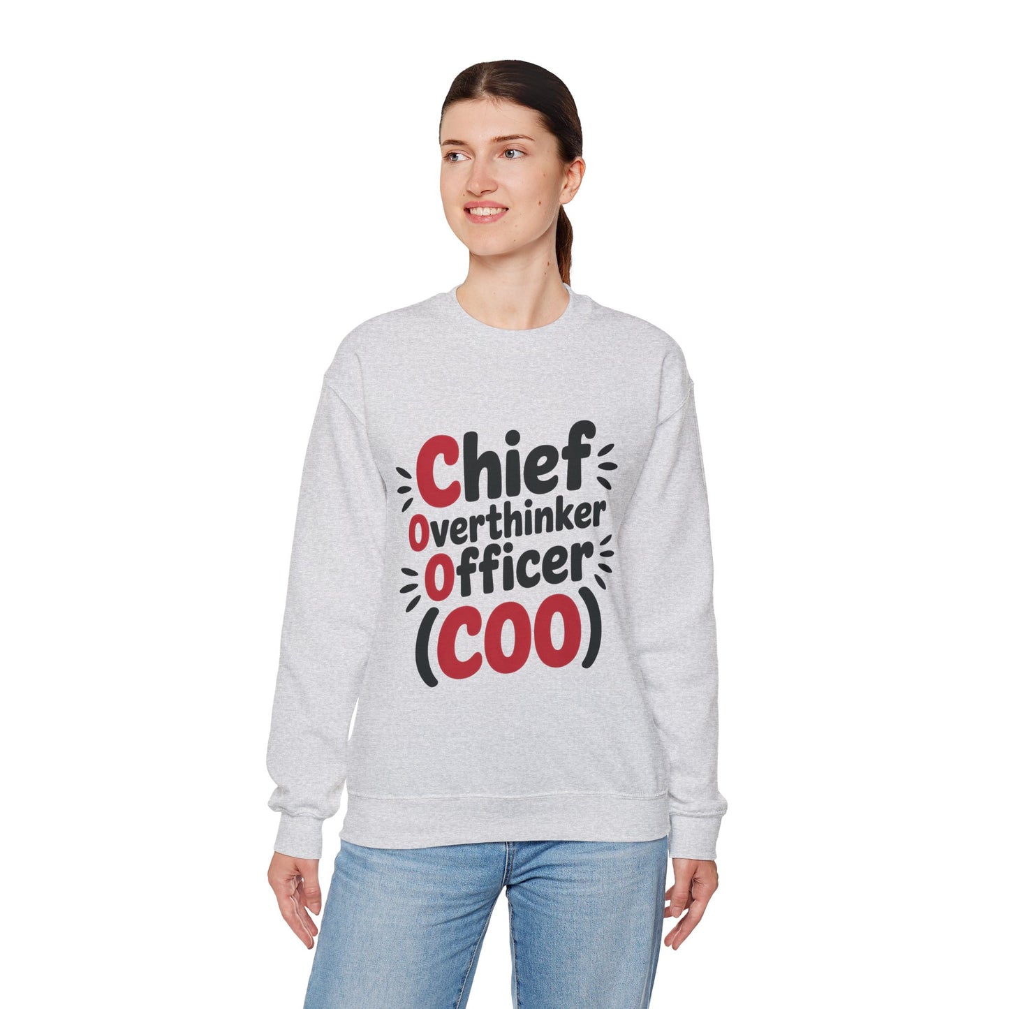 Chief Overthinker Officer Women's Sweatshirt, COO Funny Office Humor Graphic Pullover, Women's Heavy Blend™ Crewneck Sweatshirt