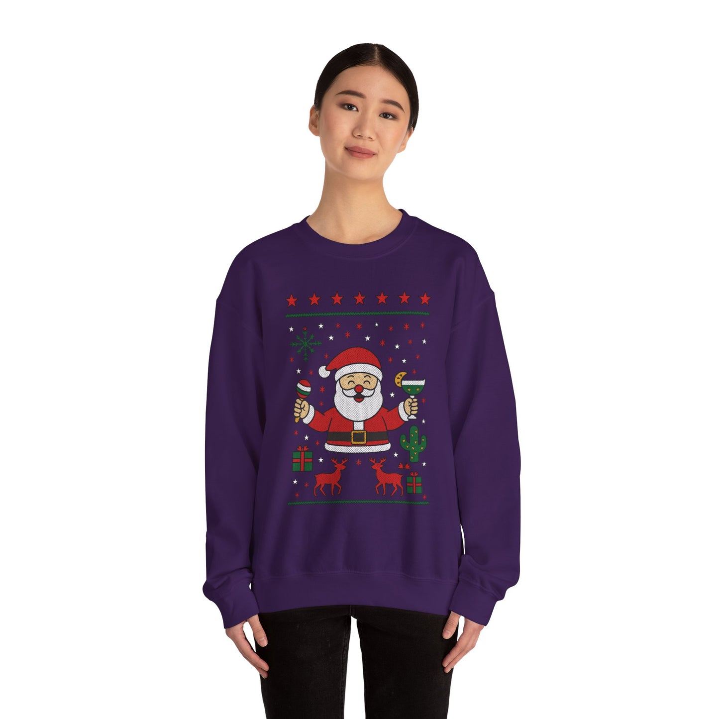 Funny Santa Women's Christmas Sweatshirt, Holiday Party Pullover