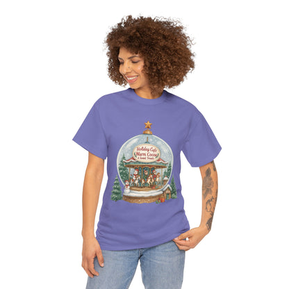Holiday Café Christmas T-Shirt for Women, Warm Cocoa  Carousel Tee