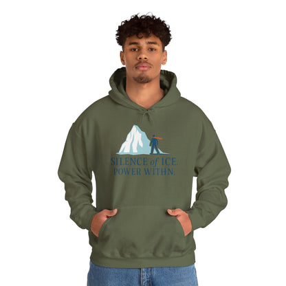 Men's Heavy Blend™ Hooded Sweatshirt, Silence of Ice Power Within Hoodie, Nordic Minimal Iceberg Graphic Streetwear