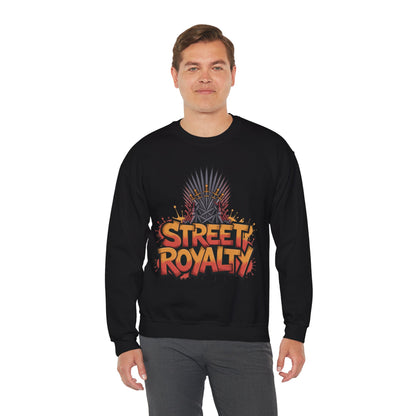 Street Royalty Men's Crewneck Sweatshirt, Graffiti Crown Graphic Pullover, Urban Streetwear Top for Men