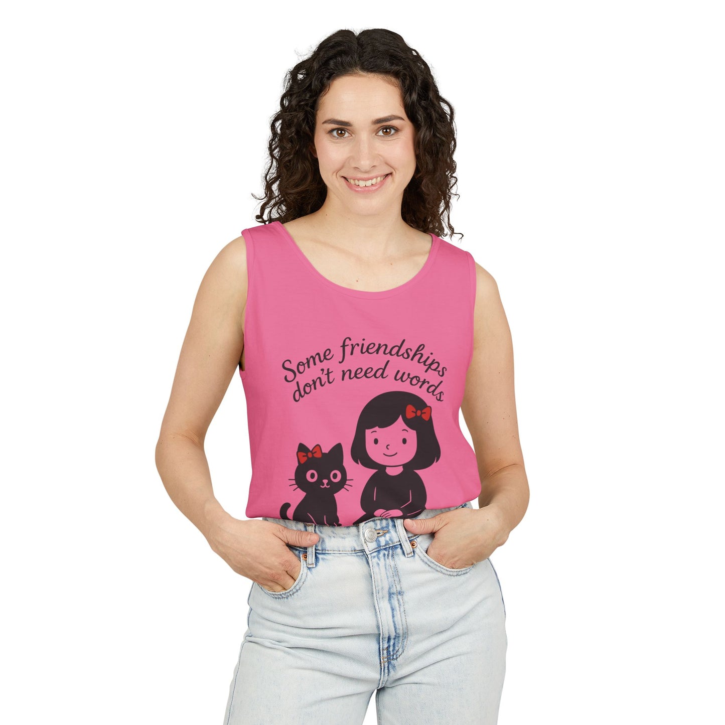 Friendship Tank Top, Cute Cat Lovers Gift, Womens Summer Apparel, Perfect for Casual Outings, Friendship Day, Cat Mom Tees