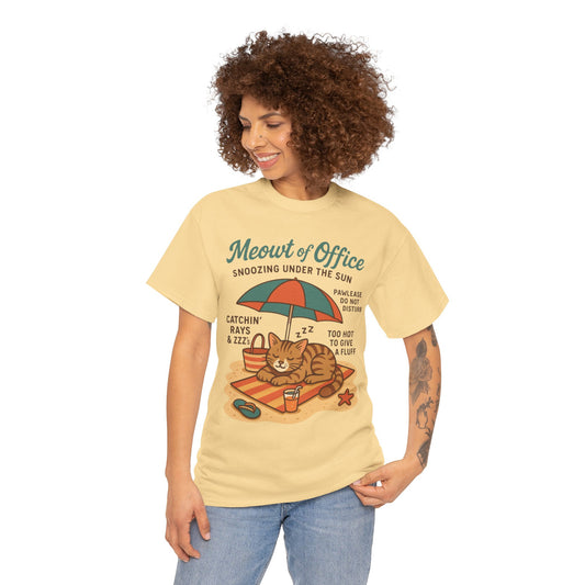 Cat Shirt, Cute Beach Cat Womens T-Shirt, Funny Summer Vacation Tee, Lazy Cat Humor Gift, Cat Lover T-Shirt, Vacation Humor Tee