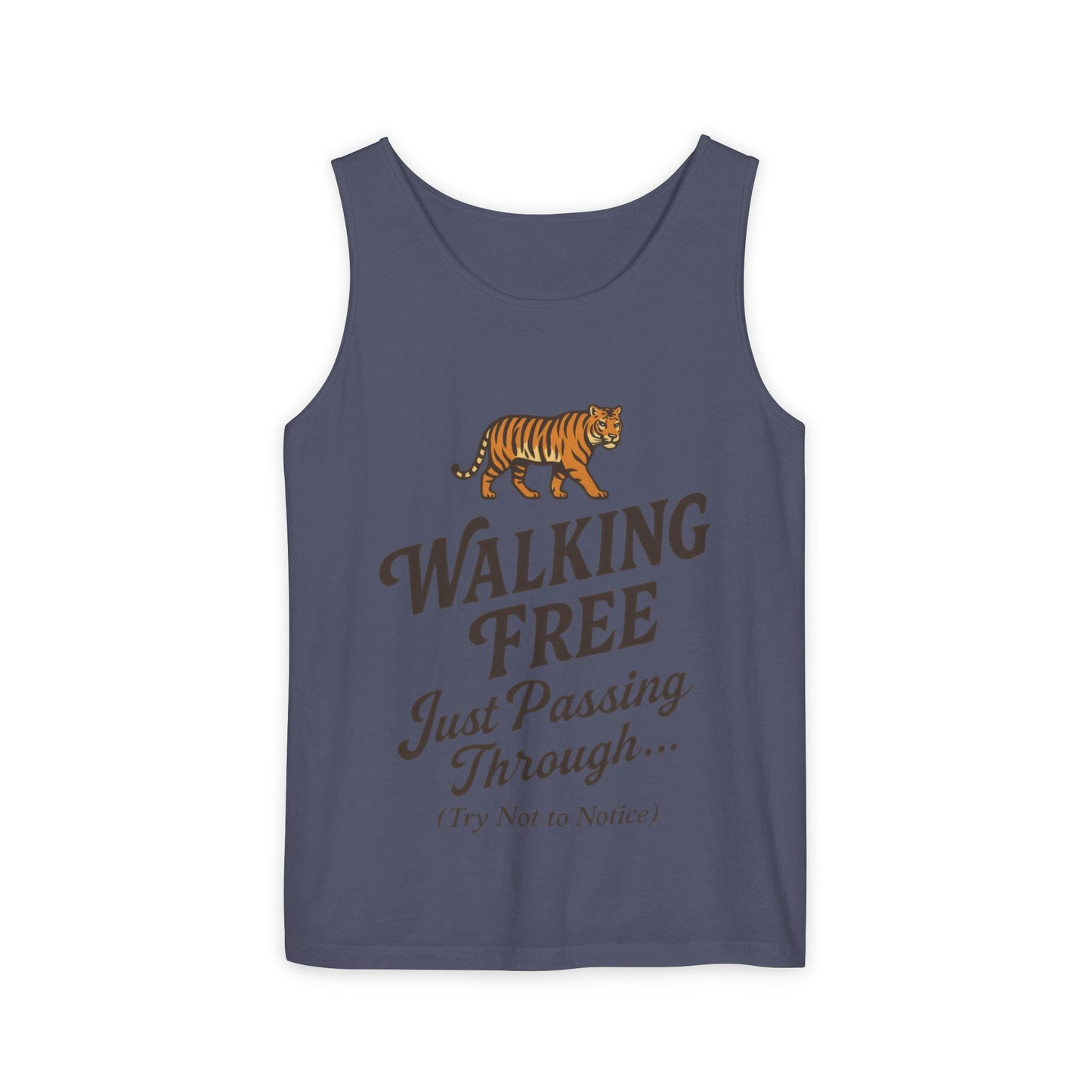 Walking Free Mens Tiger Tank Top, Funny Sleeveless Shirt - Wild Animal Summer Top, Mens Beachwear, Gift for Wild Life Lovers