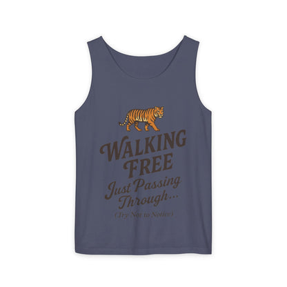 Walking Free Mens Tiger Tank Top, Funny Sleeveless Shirt - Wild Animal Summer Top, Mens Beachwear, Gift for Wild Life Lovers