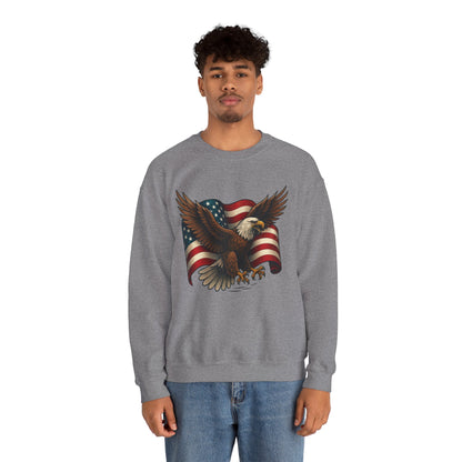 Patriotic Eagle Sweatshirt - Unisex Crewneck, USA Flag Apparel, Memorial Day, Veteran's Day, Independence Day, Gift for Patriots