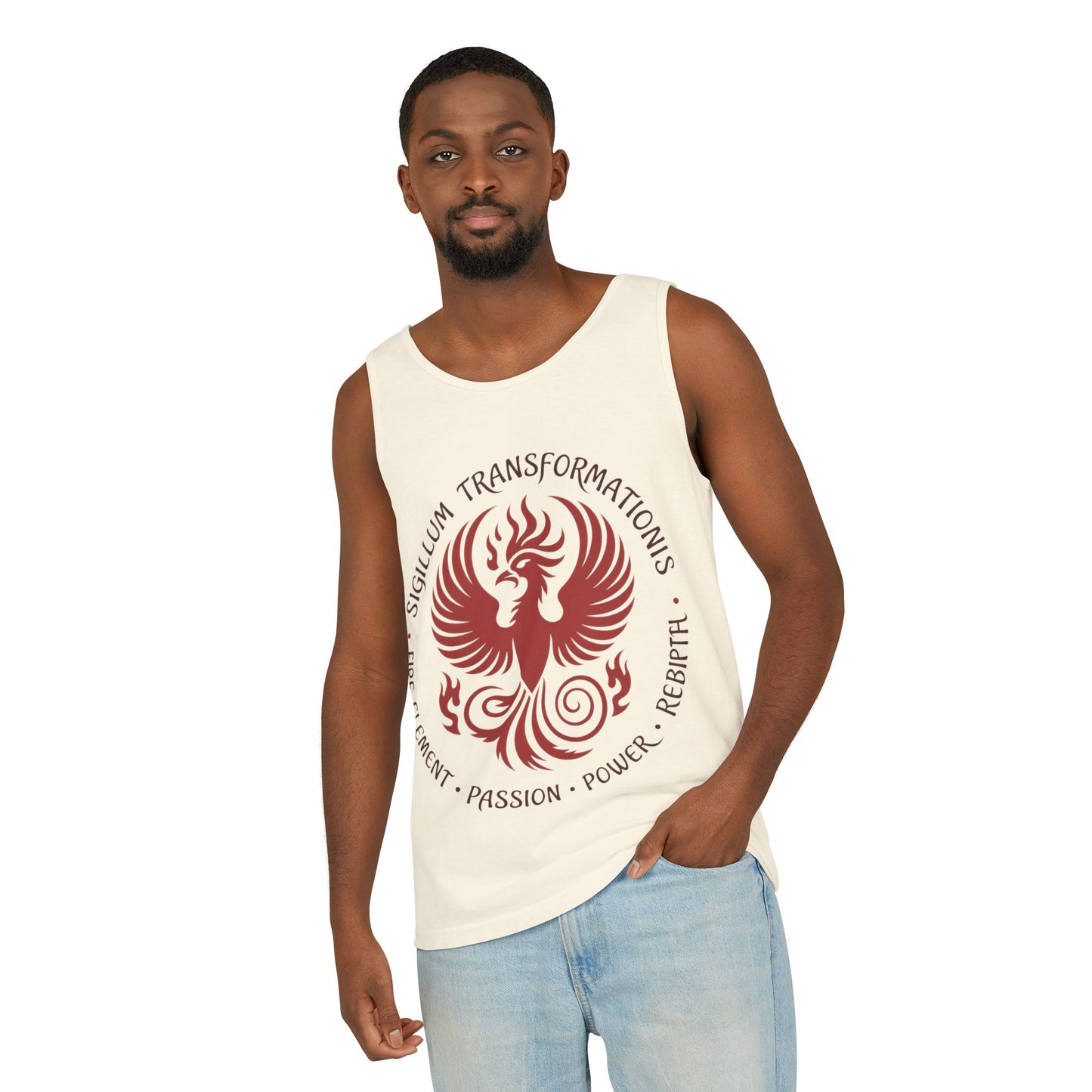 Phoenix Fire Element Tank Top, Sigillum Transformationis Seal, Passion Power Rebirth Totem, Phoenix Symbol Unisex Tank, Spiritual Tee