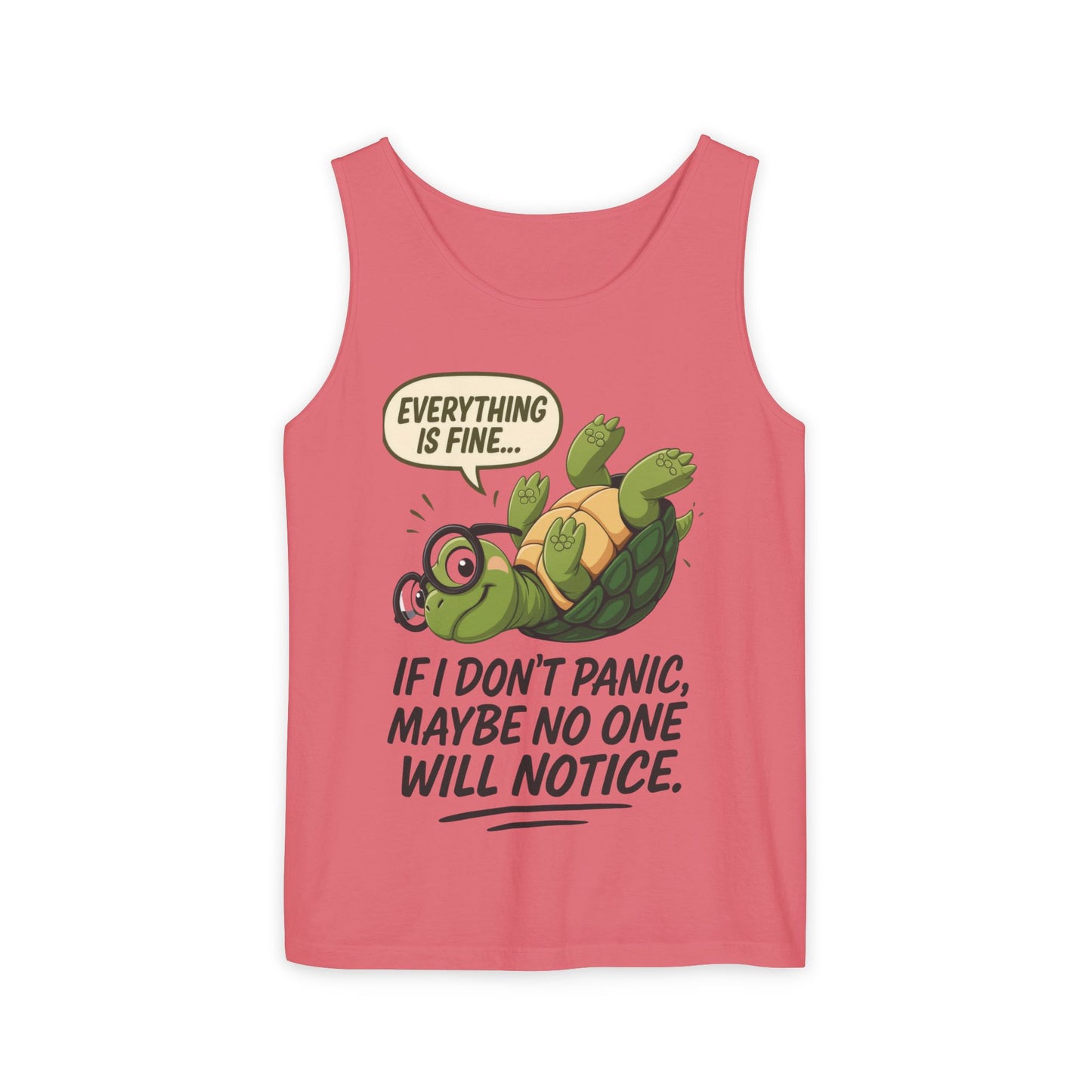 Funny Turtle Womens Tank Top, Everything is Fine, Womens Summer Apparel, Relaxed Fit, Pool Party, Beachwear, Humorous Gift