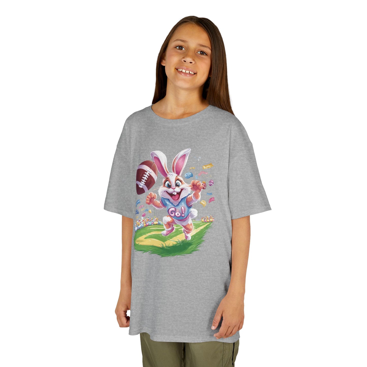 Touchdown Bunny Kids T-Shirt - Cute Easter Football Shirt for Kids, Fun Spring Outfit, Sports Bunny Tee Gift for Little Athletes Easter Gift