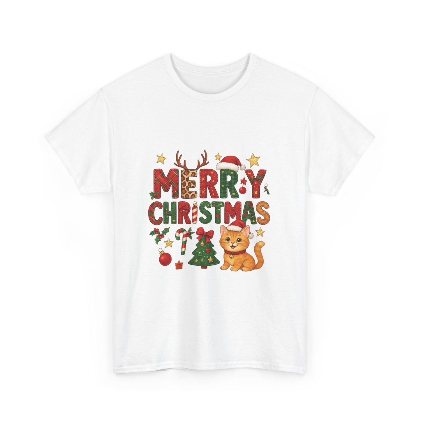 Merry Christmas Cat Shirt, Cute Holiday Cat Lovers Tee for Women