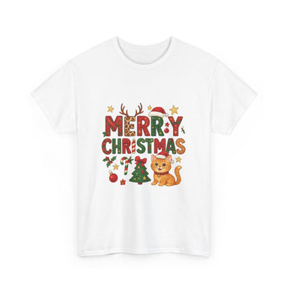 Merry Christmas Cat Shirt, Cute Holiday Cat Lovers Tee for Women