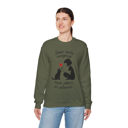 Soulful Cat and Human Crewneck Sweatshirt, Cozy Gift for Cat Lovers, Womens Sweatshirt, Animal Lover Apparel, Thoughtful Gift Idea