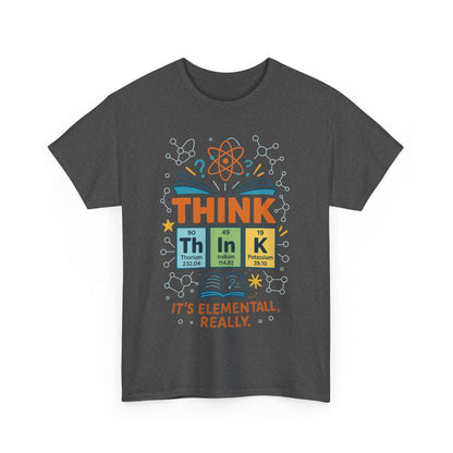 Funny Mens Science T-Shirt, THINK Element Periodic Table Shirt, Smart Geek Nerd Tee for Him, Ideal for Science Lovers, Geeky Apparel