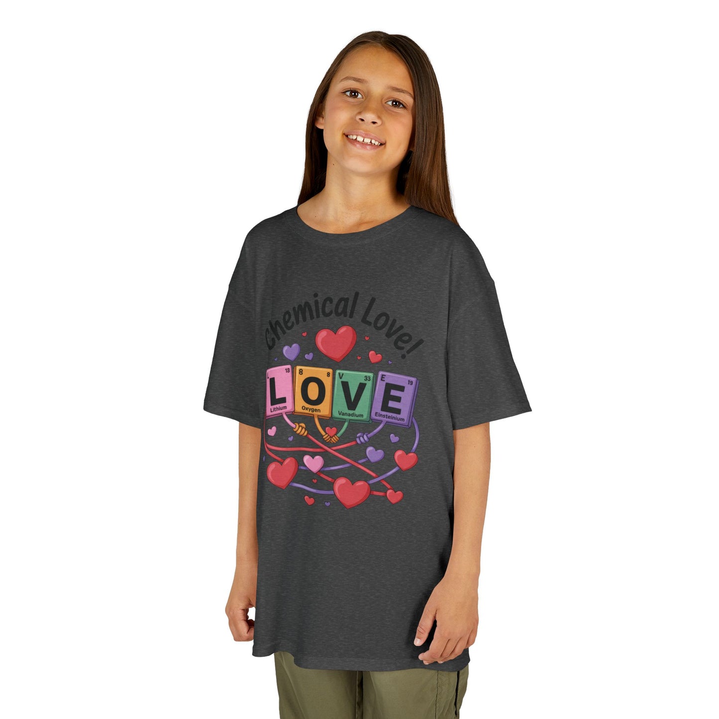 Kids Love Chemistry Girl Tee - Cute Gift for Science Lovers, Valentine's Day, Fun Classroom Wear, Adorable Kids Shirt, Colorful Kids Apparel