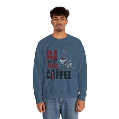 Men's AI Coffee Sweatshirt, Funny Robot Humor Pullover, Geek Sarcastic Job Joke Top, Men's Heavy Blend™ Crewneck Sweatshirt, Office Humor