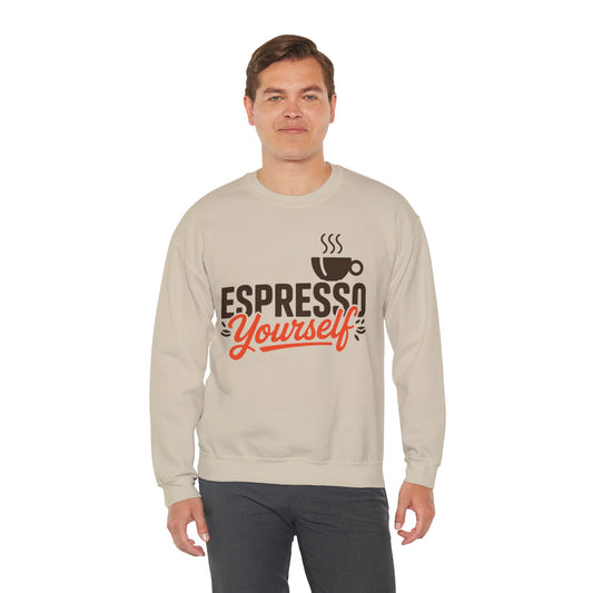 Men's Heavy Blend™ Crewneck Sweatshirt, Espresso Yourself Sweatshirt, Funny Coffee Lover Mens Crewneck, Cafe Lover Gift