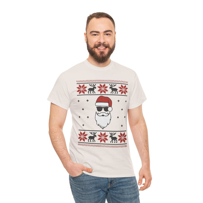 Cool Santa Men's T-Shirt, Funny Christmas Tee, Retro Knit Pattern Holiday Shirt
