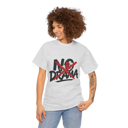 No Drama Unisex Heavy Cotton Tee, Casual Shirt, Gift for Friends, Relaxed Fit, Comfort Wear, Everyday Style