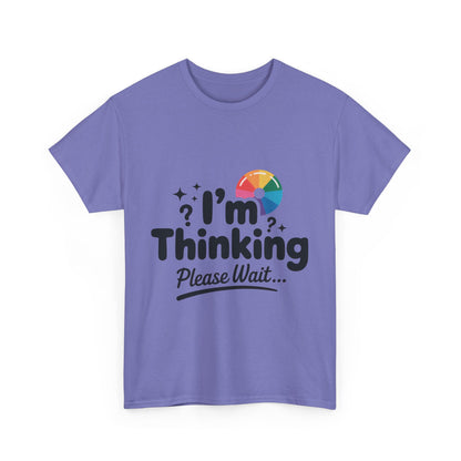 Funny - Im Thinking Please Wait - T-Shirt for Women, Cute Geeky Gift for Introverts, Programmers, Designers, Fun Humor Shirt
