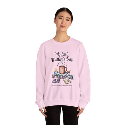 My First Mother's Day Sweatshirt, Cozy Crewneck for Moms, Gift for New Mothers, Baby Shower Tee, Snuggles & Sleepless Nights
