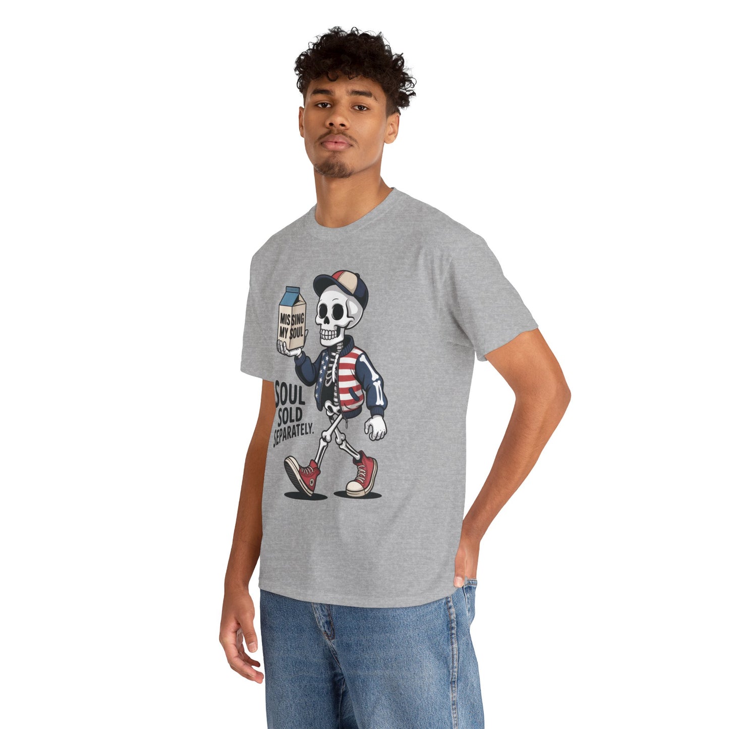 Funny Skeleton T-Shirt Soul Sold Separately Graphic Tee, Missing Soul Cartoon Shirt, Gothic Streetwear, Halloween Gift Tee